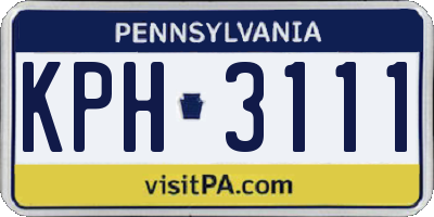 PA license plate KPH3111