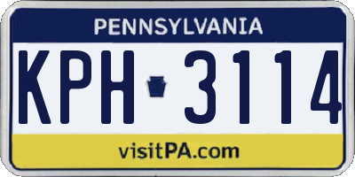 PA license plate KPH3114