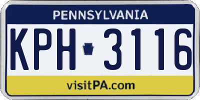 PA license plate KPH3116