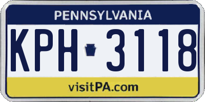 PA license plate KPH3118