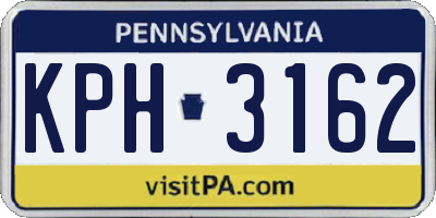PA license plate KPH3162
