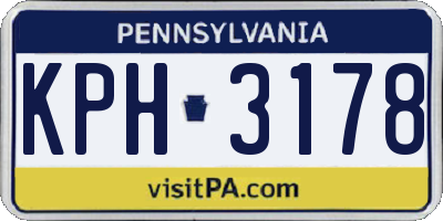 PA license plate KPH3178