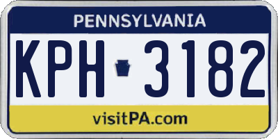 PA license plate KPH3182