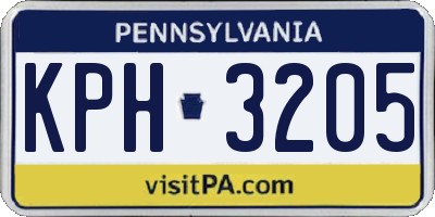 PA license plate KPH3205