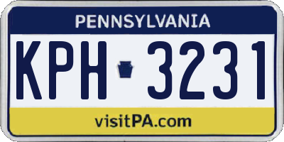 PA license plate KPH3231