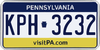 PA license plate KPH3232