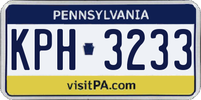 PA license plate KPH3233