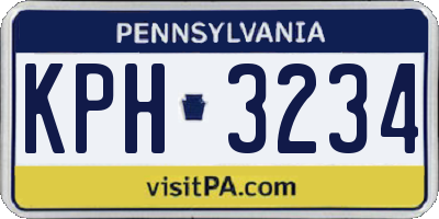 PA license plate KPH3234