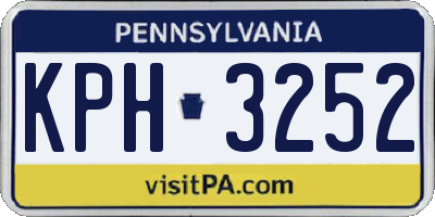 PA license plate KPH3252
