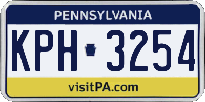 PA license plate KPH3254