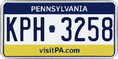 PA license plate KPH3258