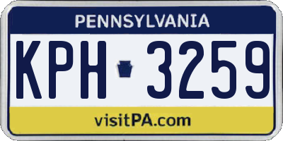 PA license plate KPH3259