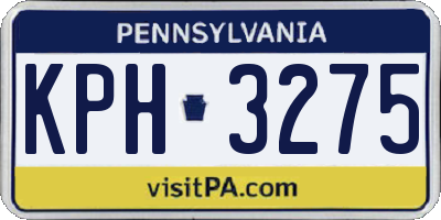 PA license plate KPH3275