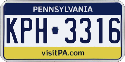 PA license plate KPH3316