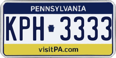 PA license plate KPH3333