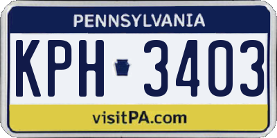PA license plate KPH3403