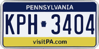 PA license plate KPH3404