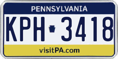 PA license plate KPH3418
