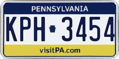 PA license plate KPH3454