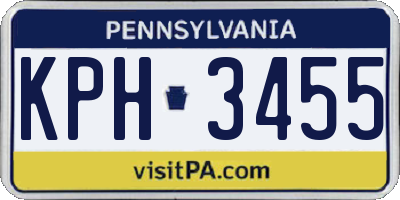 PA license plate KPH3455