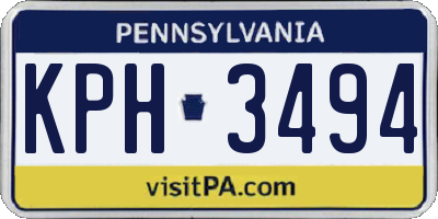 PA license plate KPH3494