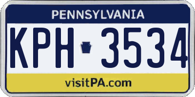 PA license plate KPH3534