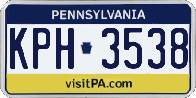 PA license plate KPH3538