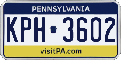 PA license plate KPH3602