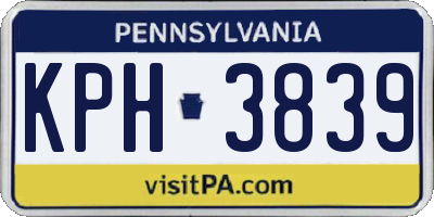 PA license plate KPH3839