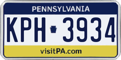 PA license plate KPH3934