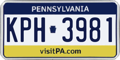 PA license plate KPH3981