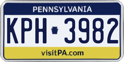 PA license plate KPH3982