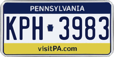 PA license plate KPH3983