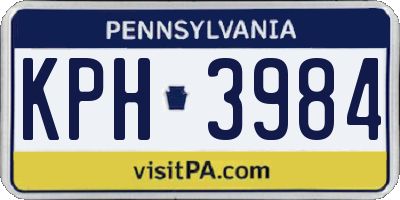 PA license plate KPH3984