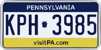 PA license plate KPH3985