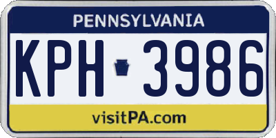 PA license plate KPH3986
