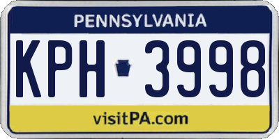 PA license plate KPH3998