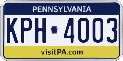 PA license plate KPH4003