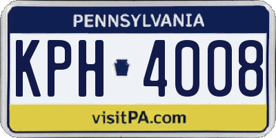 PA license plate KPH4008