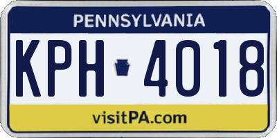 PA license plate KPH4018