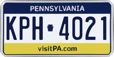 PA license plate KPH4021