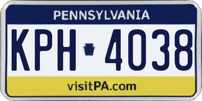 PA license plate KPH4038