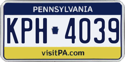 PA license plate KPH4039