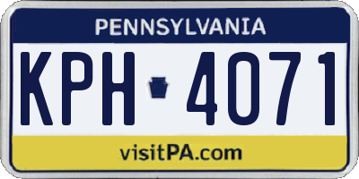 PA license plate KPH4071