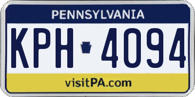 PA license plate KPH4094