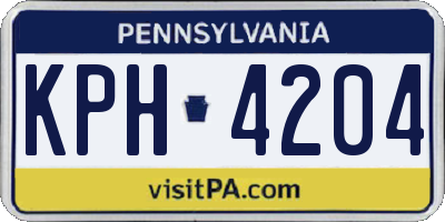 PA license plate KPH4204