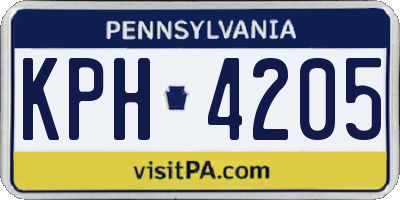 PA license plate KPH4205