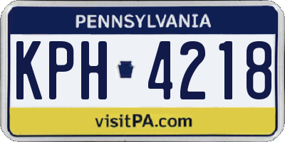 PA license plate KPH4218