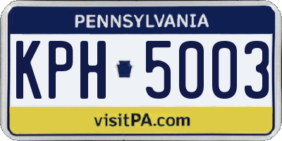 PA license plate KPH5003