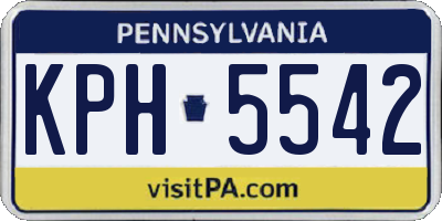 PA license plate KPH5542